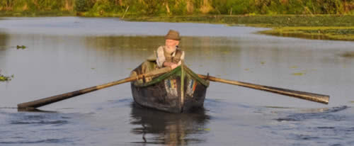 man rowboat